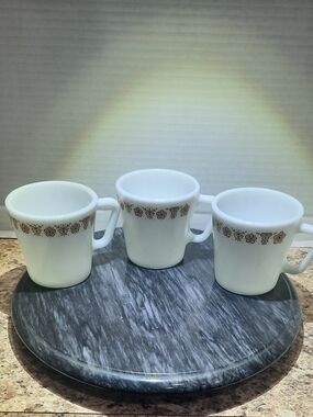 Pyrex Butterfly Gold Mugs X 3
